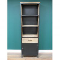 Large Single Column Iron & Mango Wood Bookcase in Situ