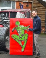 Friendly Neighbourhood Superhero Oil Drum Scrap Metal Wall Art