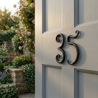 Hand Forged Wrought Iron House Number 35 Digital Illustration