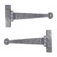 9" Round Ended Pewter Door Hinge Pair