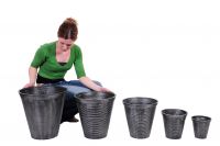 “New Moon Lodge” contemporary aluminium planters finished in “moonlight” colour wash