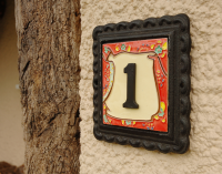 "Scarlett Blooms" Small Iron & Tile House Number Sign