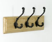 Ivy Lane Wooden hook rack, with hand wrought Iron double hooks