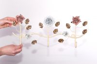 Coloured Roses 3 Hook Coat Rack