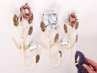 Coloured Roses 3 Hook Coat Rack