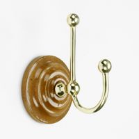 Polished Brass Hook on wooden backplate