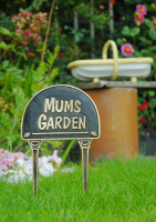 Solid brass & black "Mums Garden" lawn sign