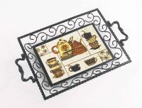 Time for Tea Iron & Ceramic Tray