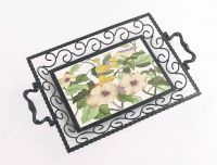 English Garden Iron & Ceramic Tray