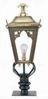 Brass Gothic Pillar Light and Lantern Set 71cm