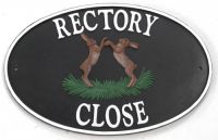 "Boxing Hares" Cast Iron-Effect House Name Sign