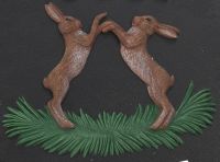 "Boxing Hares" Cast Iron-Effect House Name Sign