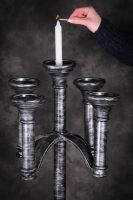 "Royal Ettingham" Gothic Style Candelabra Black and Antique Silver "Royal Ettingham" Gothic Style Candelabra Black and Antique Silver