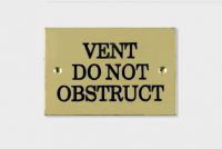 Solid Brass Plaque With Black Lettering Label "vent do not obstruct"