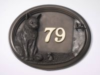 Taryn Cat & Mouse House Number Plaque Bronze Finish 