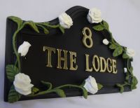 Hand Painted White Rose House Name Sign