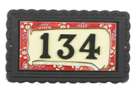 "Scarlett Garden" Large Black Iron & Ceramic House Sign