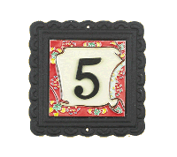 "Scarlett Blooms" Small Iron & Tile House Number Sign