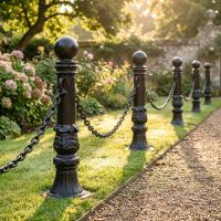 "Avondale" Cast Iron Bollard in Situ in a Garden