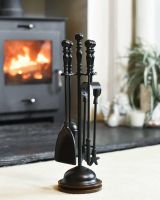 "Blakeden Hall" Black & Wooden Companion Set - 51cm in Situ
