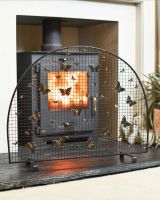 "Butterfly" Black & Bronze Fire Screen in Situ