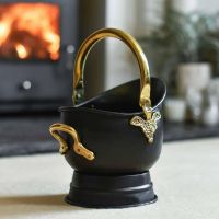 "Countess" Black Iron & Polished Brass Coal Bucket