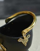 Close-Up of "Countess" Black Iron & Polished Brass Coal Bucket Close-Up of "Countess" Black Iron & Polished Brass Coal Bucket