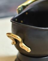 Close-Up of "Countess" Black Iron & Polished Brass Coal Bucket in Situ Close-Up of "Countess" Black Iron & Polished Brass Coal Bucket in Situ