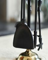 Close-Up of Tools for "Dudley" Polished Brass & Black Iron Fireside Companion Set - 45cm Close-Up of Tools for "Dudley" Polished Brass & Black Iron Fireside Companion Set - 45cm