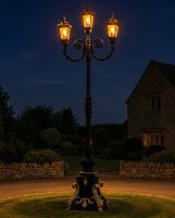 "Empress Eleanor" Black & Gold Ornate Lamp Post digital illustration at night