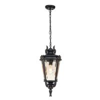 "Halethorpe" Large Seeded Glass Ornate Hanging Porch Lantern Finished In an Antique Bronze