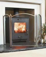 "Hanbury" Three Fold Black & Brushed Steel Fire Guard in Situ "Hanbury" Three Fold Black & Brushed Steel Fire Guard in Situ