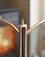 Close-Up of "Hanbury" Three Fold Black & Brushed Steel Fire Guard Close-Up of "Hanbury" Three Fold Black & Brushed Steel Fire Guard