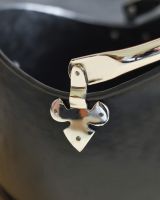 Close-Up of "Hinswick" Victorian Black Iron and Nickel Coal Bucket - 27.5cm in Situ Close-Up of "Hinswick" Victorian Black Iron and Nickel Coal Bucket - 27.5cm in Situ