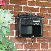 Lockable Door on the Front of the "Horncastle Abbey" Black Wall Mounted Post Box