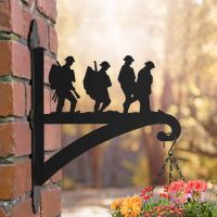 Steel Hanging Basket Bracket with "In Formation" Walking Soldiers Motif