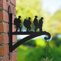 Steel Hanging Basket Bracket with "In Formation" Walking Soldiers Topper