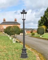 "Kenwell" Black Ornate Lamp Post in Situ on a Driveway