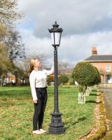 2.3m "Kenwell" Black Ornate Lamp Post to Scale