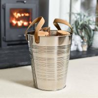 "Kinsbury" Ribbed Stainless Steel Log Holder "Kinsbury" Ribbed Stainless Steel Log Holder