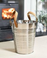 Empty "Kinsbury" Ribbed Stainless Steel Log Holder Empty "Kinsbury" Ribbed Stainless Steel Log Holder