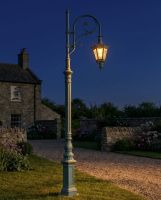 "Lady Adelaide" Antique Blue Cast Iron Ornate Swan Neck Lamp Post 2 digital illustration at night "Lady Adelaide" Antique Blue Cast Iron Ornate Swan Neck Lamp Post 2 digital illustration at night