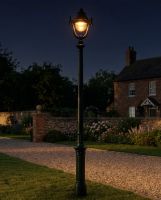 "Lady Antonia" Antique Green Opulent Cast Iron Lamp Post 2.5m digital illustration at night