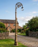 "Lady Athena" Deluxe Antique Gold Ornate Cast Iron Globe Lamp Post 3m digital illustration