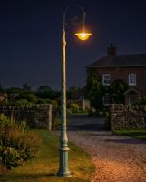 "Lady Cordelia" Antique Blue Deluxe Cast Iron Victorian Lamp Post 3 digital illustration at night