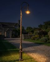 "Lady Oralie" Antique Gold Deluxe Cast Iron Victorian Lamp Post 3.1m digital illustration at night