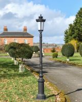 "Longthorpe" 2.6m Black Traditional Lamp Post in Situ on a Driveway