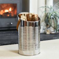 "Mckinley Lodge" Angled Stainless Log and Coal Hod "Mckinley Lodge" Angled Stainless Log and Coal Hod