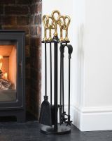"Mendip" Black & Polished Brass Companion Set 66cm Digital Illustration