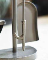 Close-Up of Fireside Tools for "Riverdale" Tall Pewter Companion Set Close-Up of Fireside Tools for "Riverdale" Tall Pewter Companion Set